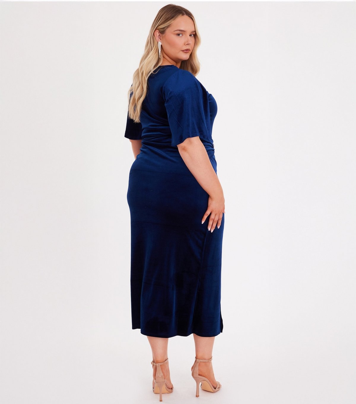 Quiz Women's Navy Velvet Buckle Midaxi Dress Quiz New Look - 3