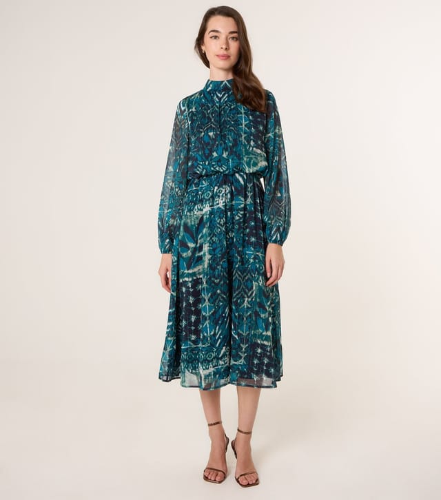 Blue Vanilla Women's Teal Pattern Print Midi Dress Blue Vanilla New Look - 3