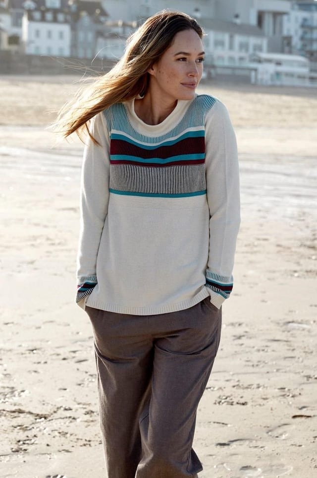Nomads Clothing Nomads Clothing Women's Womens Cotton Banding Jumper in Ivory - 2