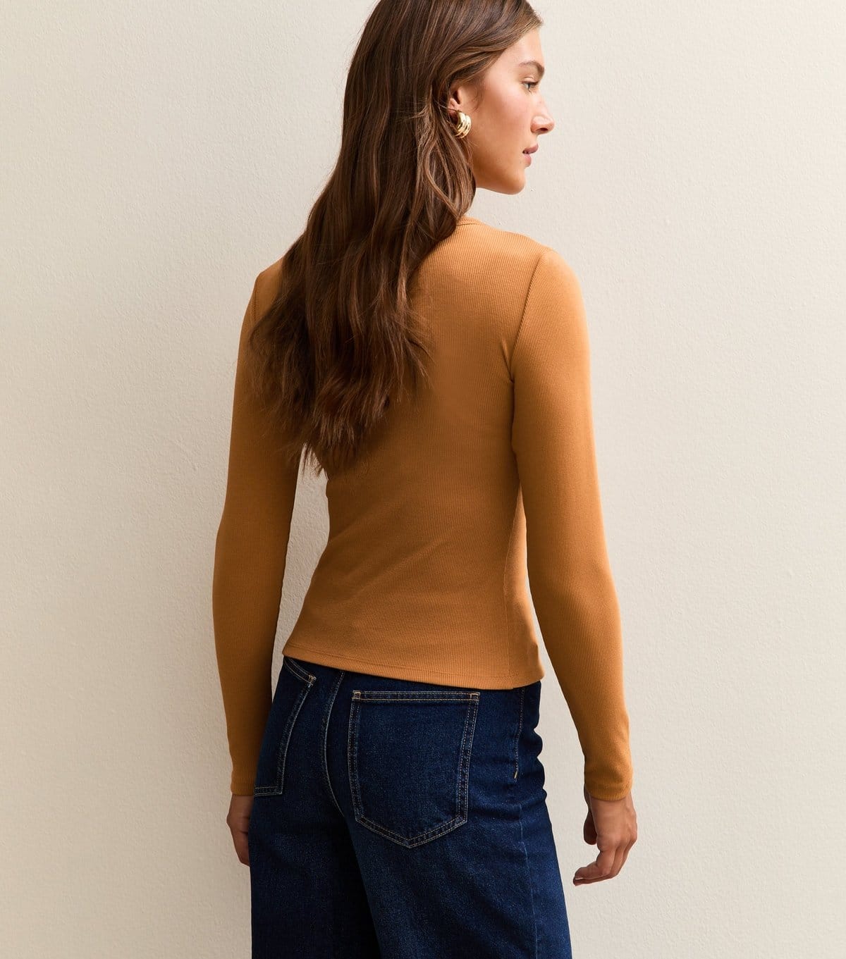New Look Women's Brown Heart Button Long Sleeve Top New Look - 4