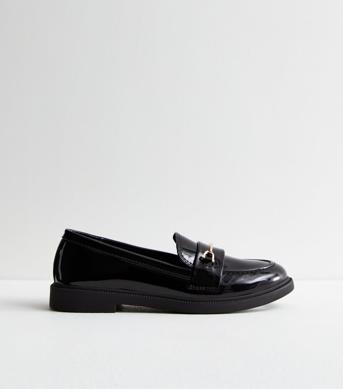 New Look Women's Black Patent Snaffle Trim Loafers School New Look