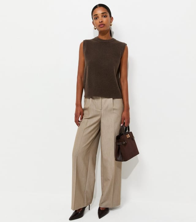 New Look Women's Stone Tailored Front Crease Wide Leg Trousers New Look - 2