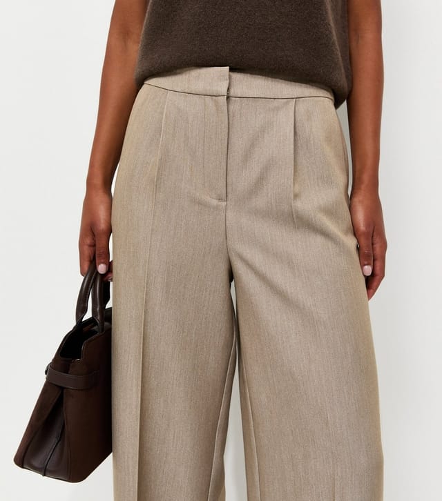 New Look Women's Stone Tailored Front Crease Wide Leg Trousers New Look - 3