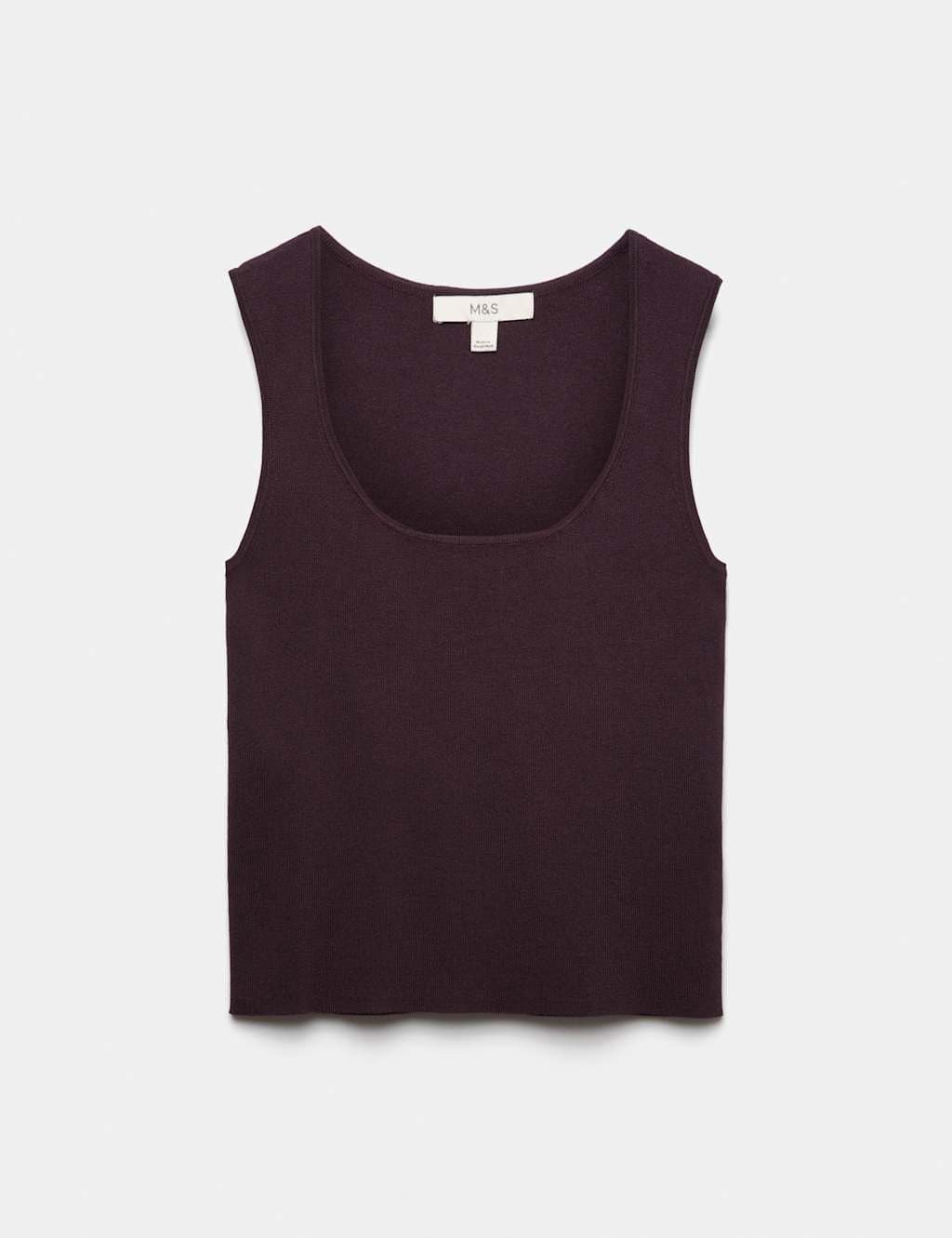Marks & Spencer M&S Square Neck Slim Fit Knitted Vest Raisin