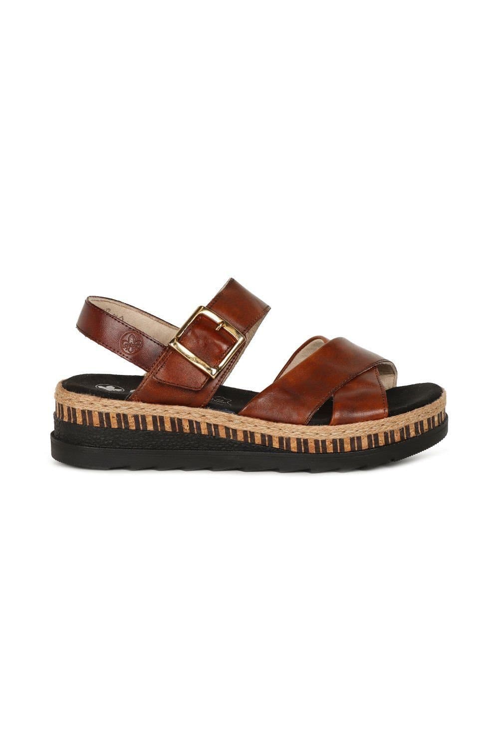 Rieker Rieker Brown Leather Crossover Sandals