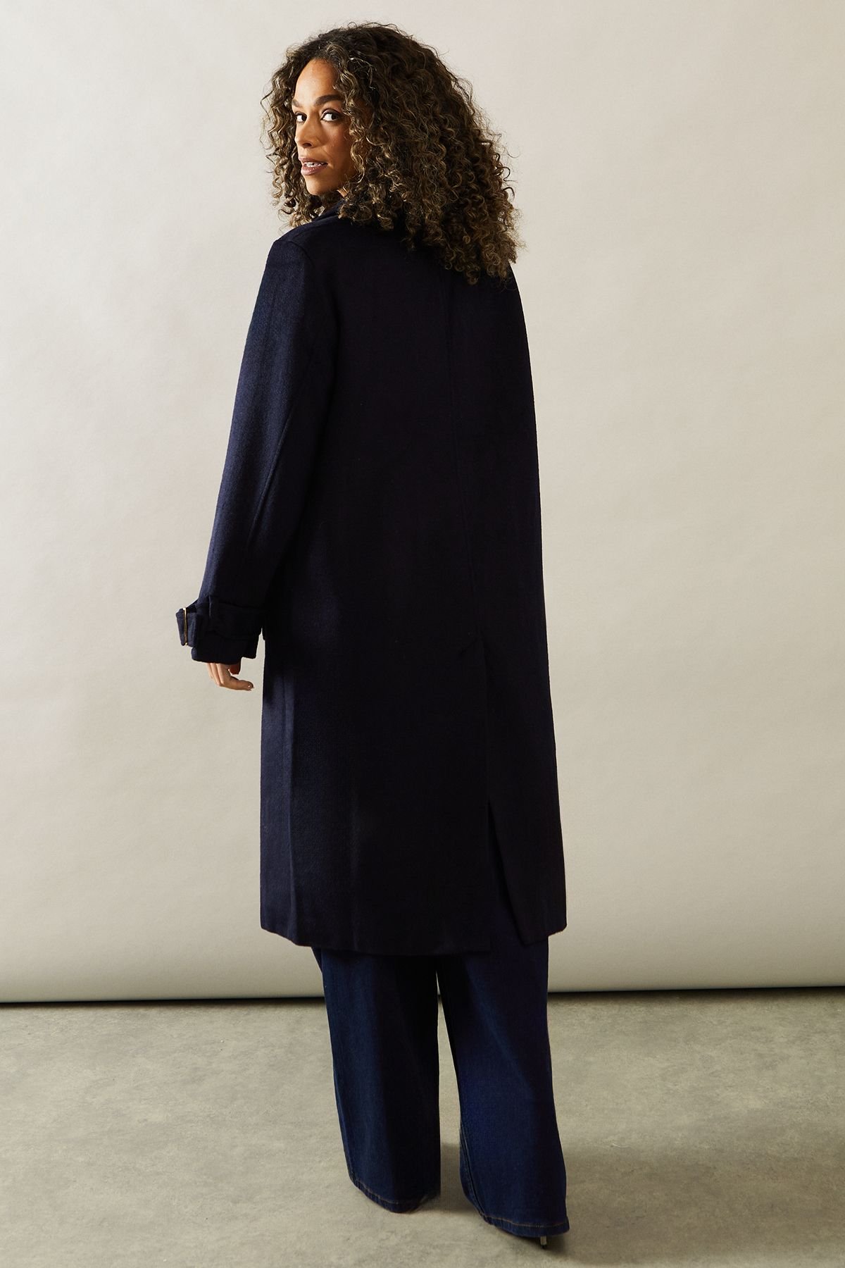 Wallis Wallis Women's Buckle Detail Double Breasted Coat in Blue - 3