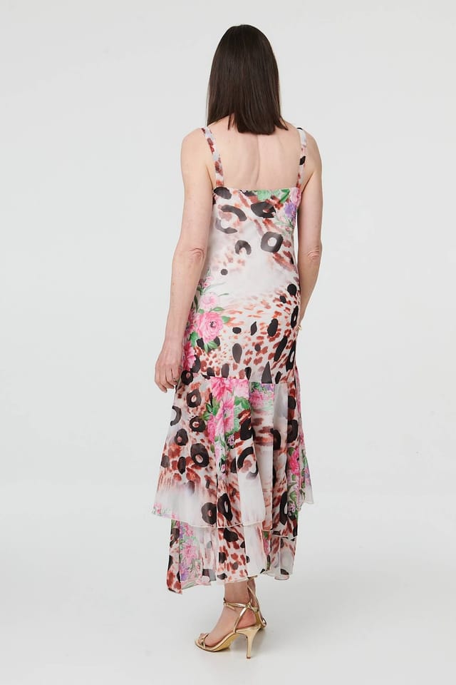 Izabel London Izabel London Women's Animal Print Sleeveless Layer Maxi Dress in Pink - 3