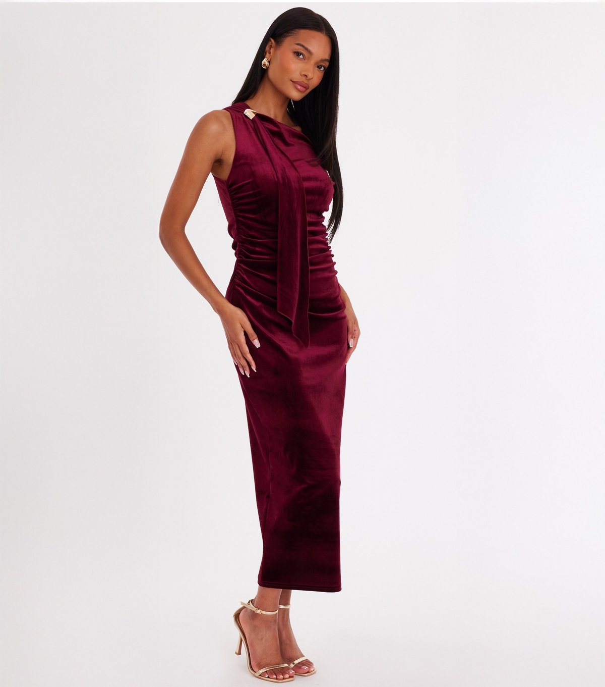 Quiz Women's Dark Red Velvet Midaxi Dress Quiz New Look - 2