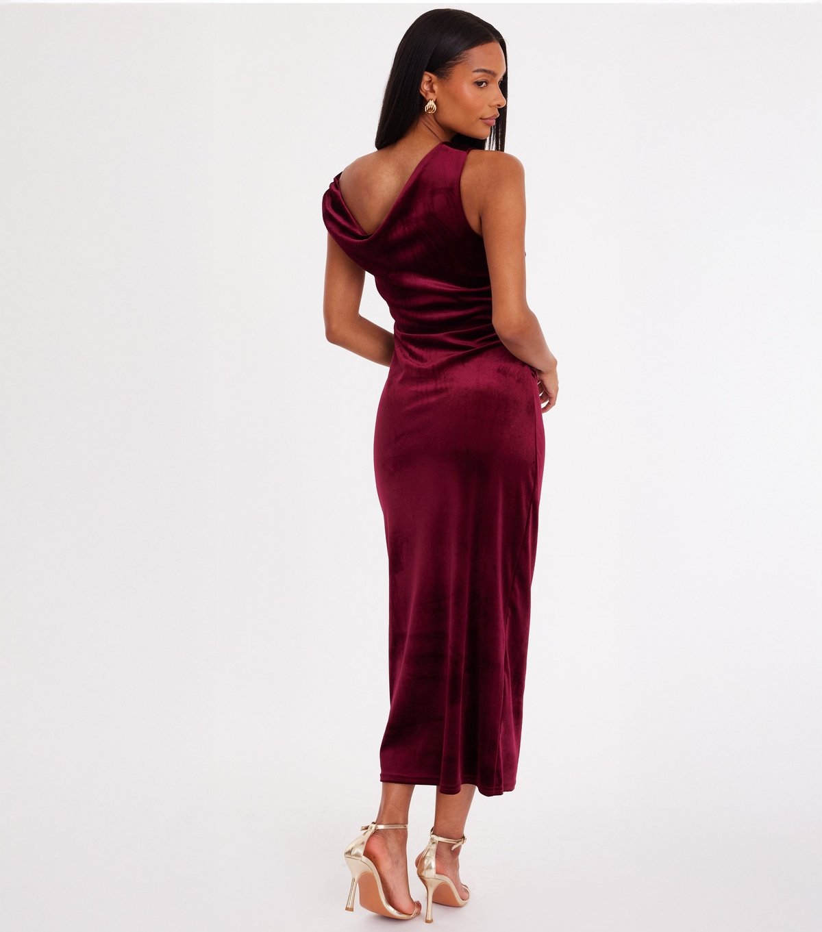 Quiz Women's Dark Red Velvet Midaxi Dress Quiz New Look - 3