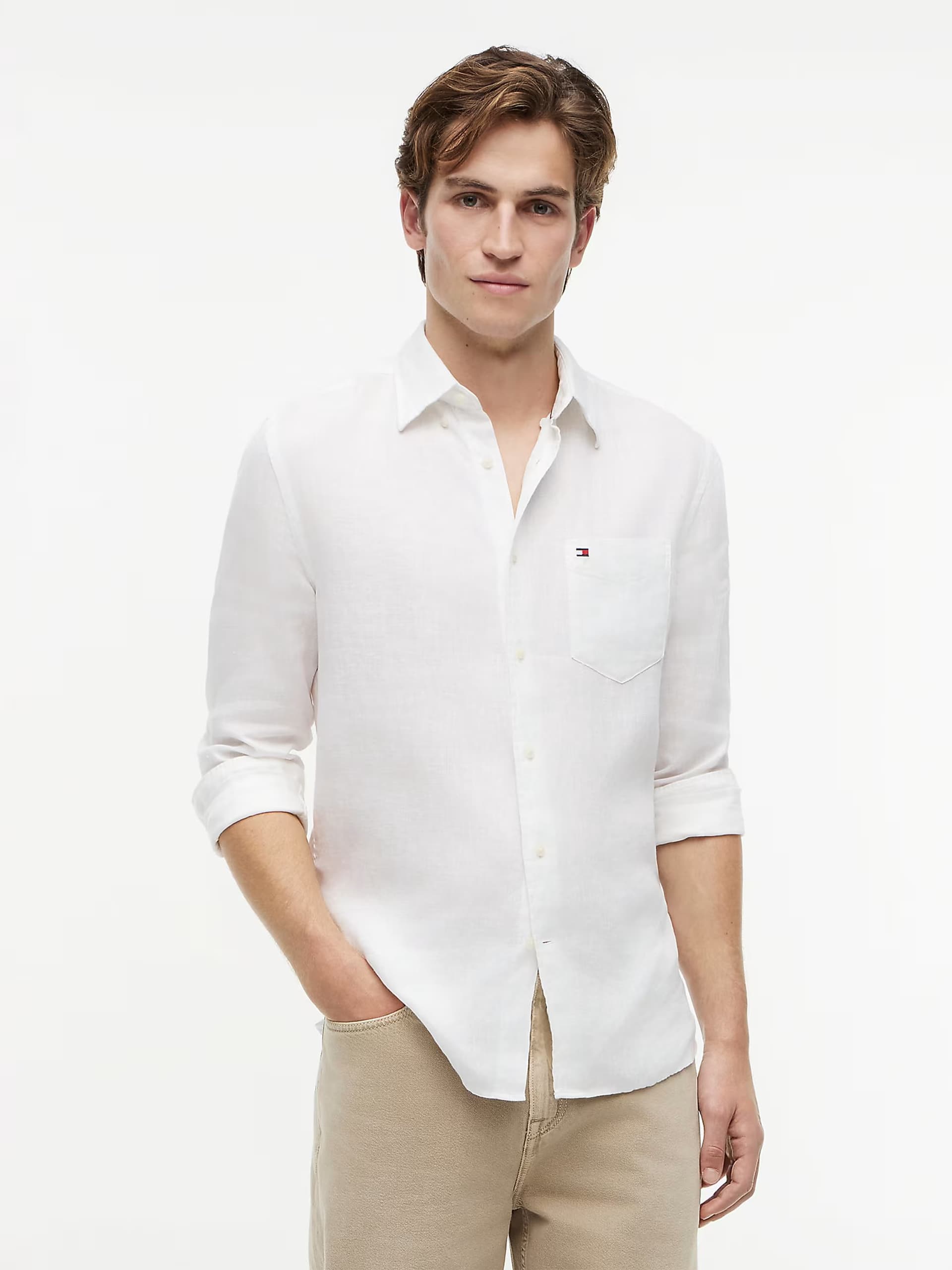 ASOS Tommy Hilfiger Regular fit washed pure linen shirt in white