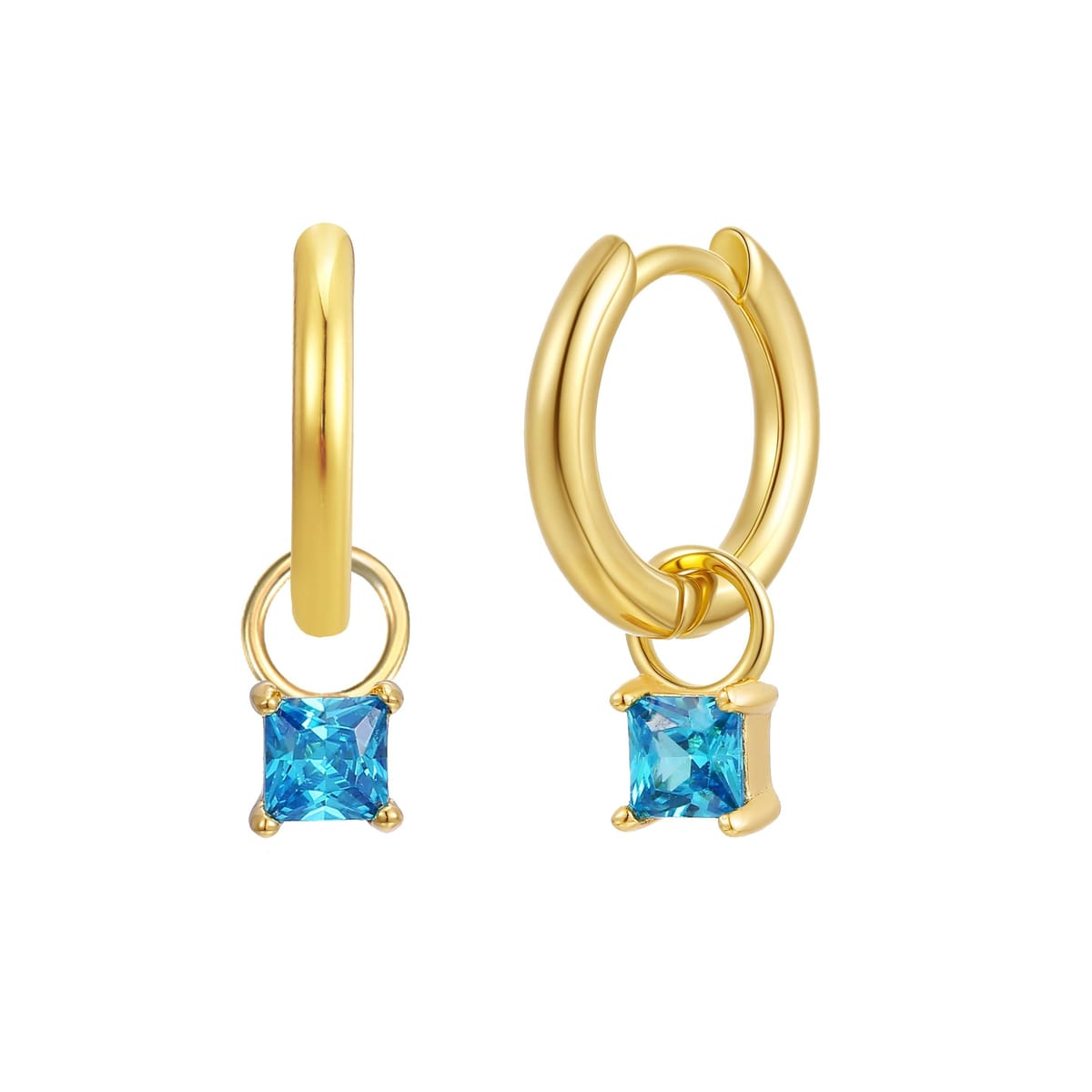 Gold Trip Gold Trip Women's March Huggie Hoop Birthstone Charm Earrings in Gold - 1
