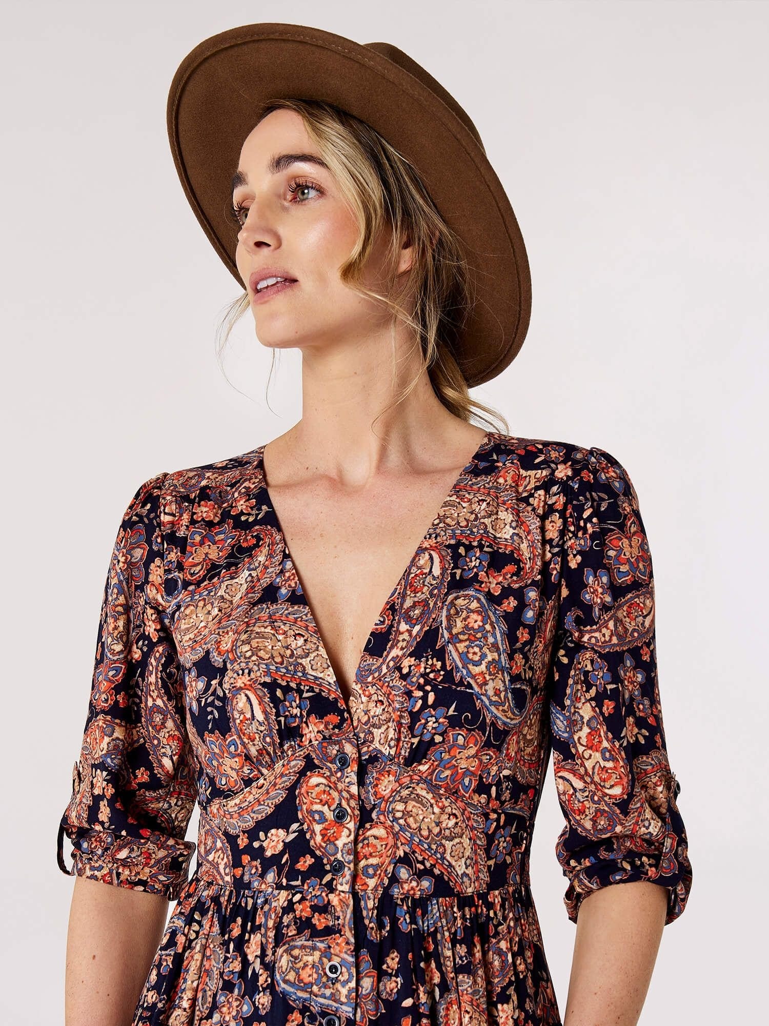 Apricot Apricot Women's Paisley Tiered Midi Dress in Navy - 4