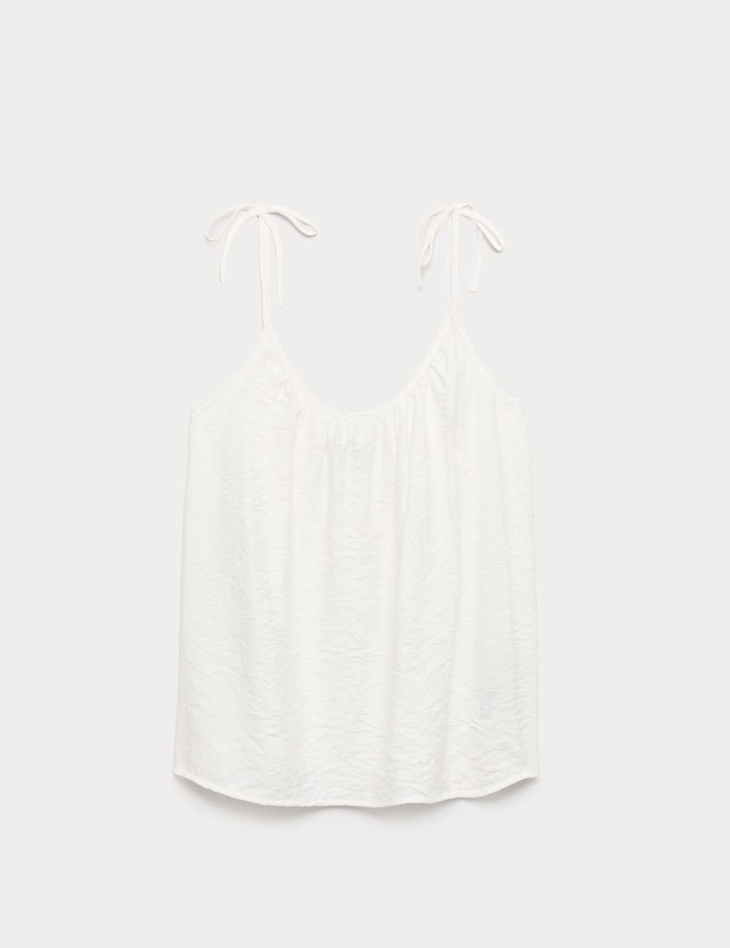 Marks & Spencer M&S Textured Tie Detail Cami Top Ivory - 1