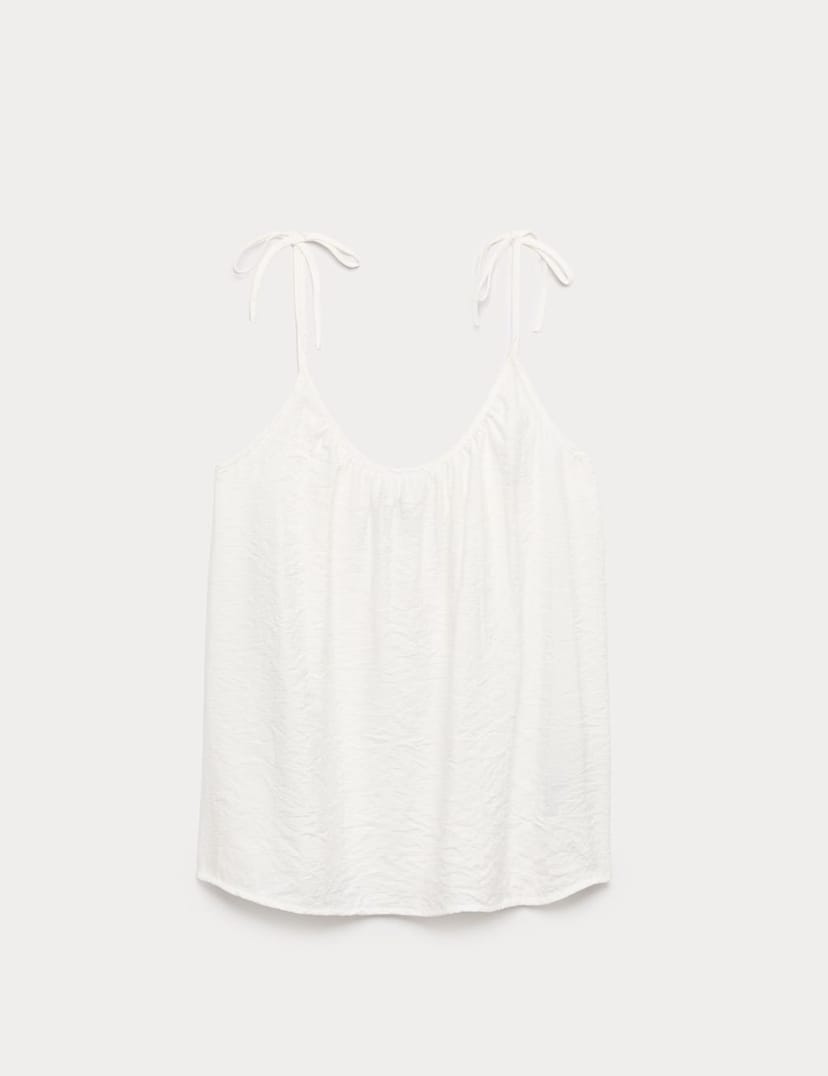 Marks & Spencer M&S Textured Tie Detail Cami Top Ivory - 1