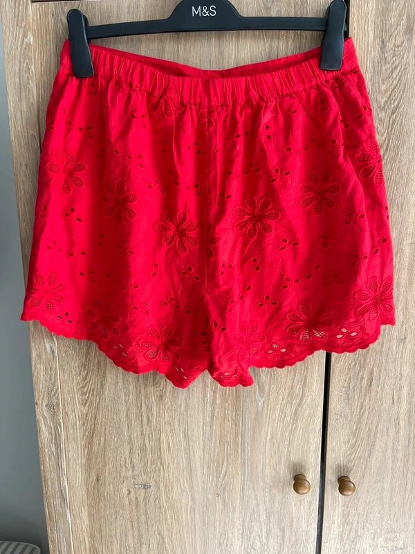 New Look New Look Red Embroidered Shorts! New! - 1