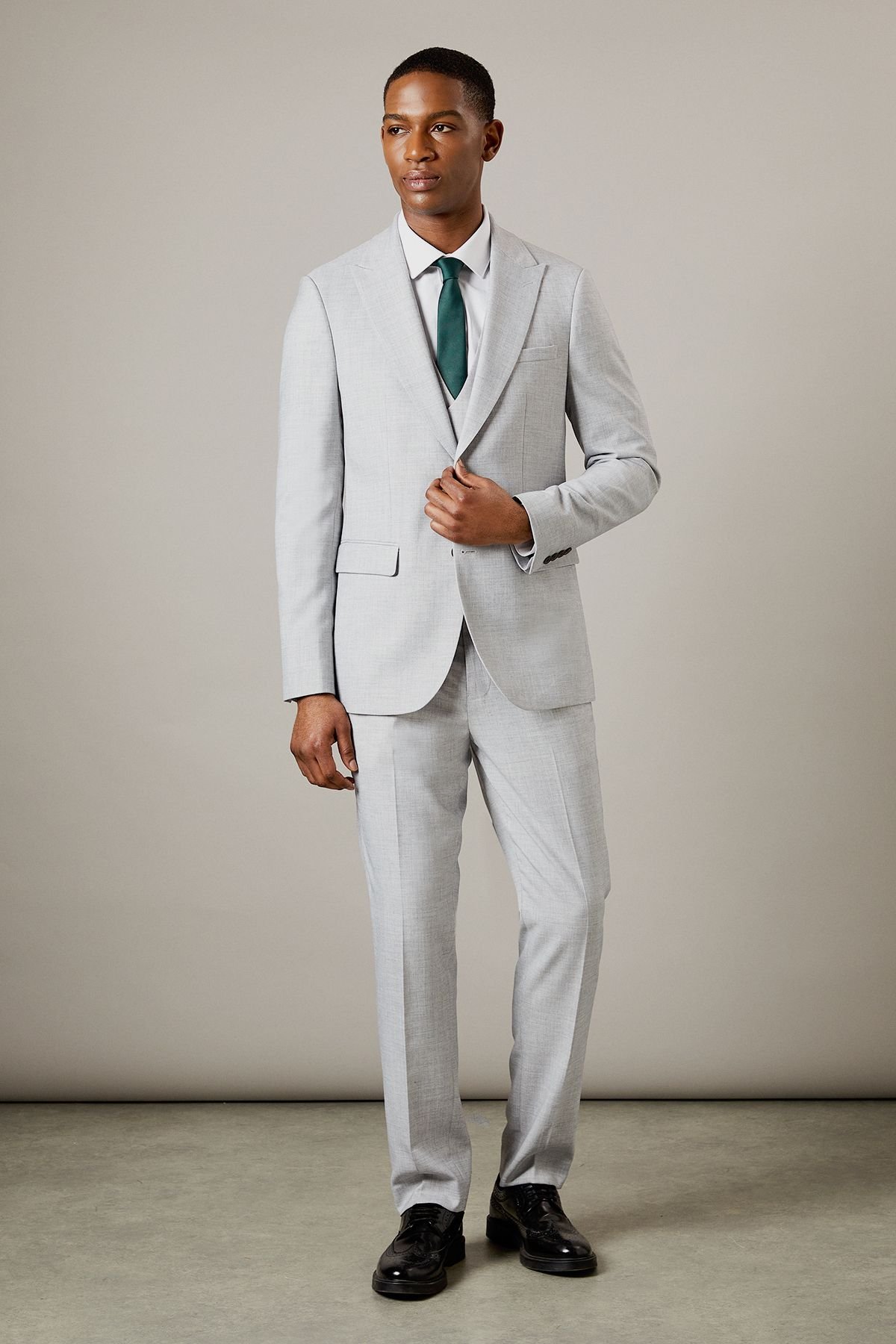 Burton Burton Men's Light Grey Heathered Slim Fit Suit Jacket - 3