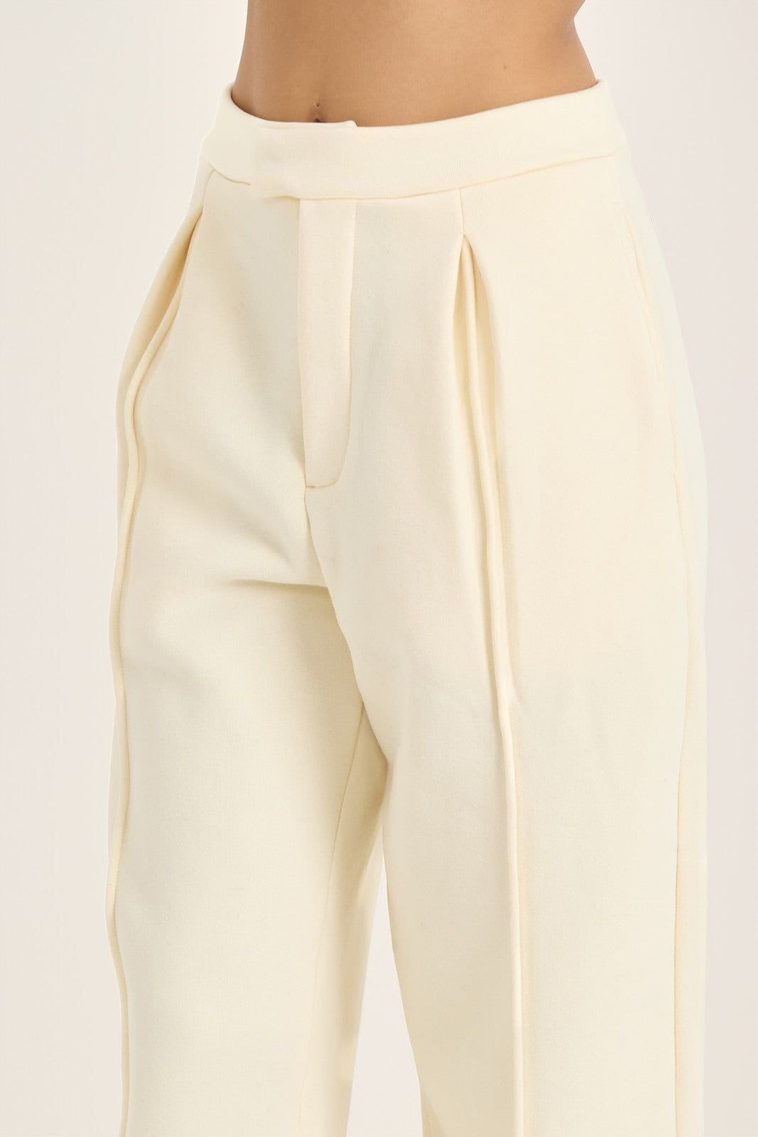 Loom Archives Loom Archives Women's LOOM Smart Pintuck Wide Leg Jogger in Cream - 4