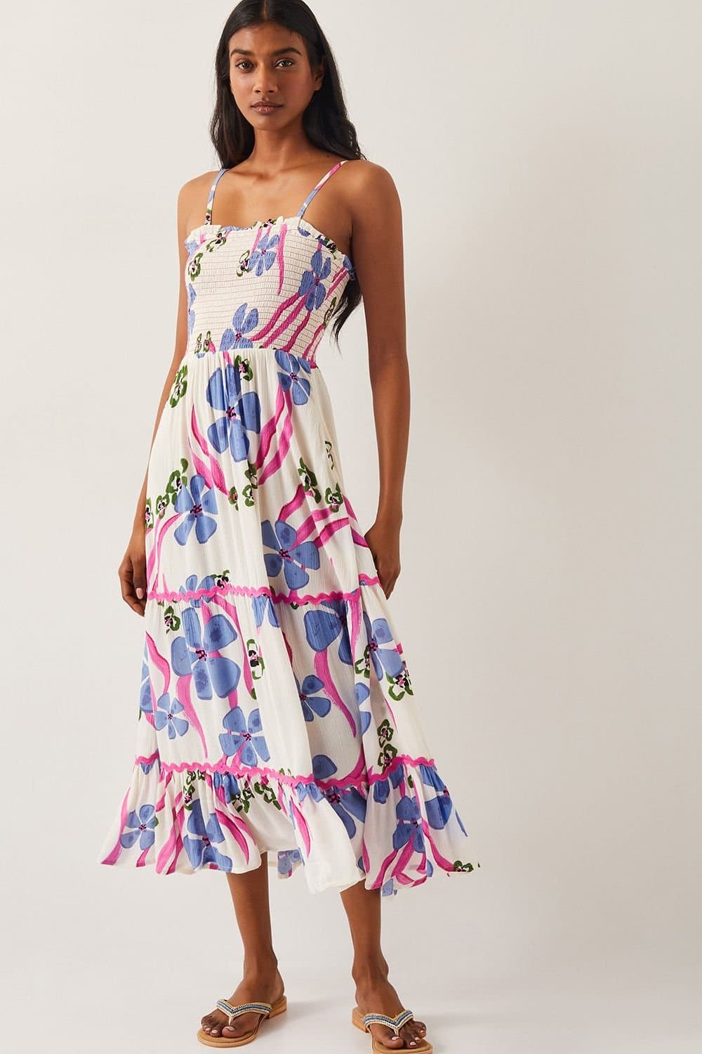 Monsoon Monsoon Women's Fiona Floral Bandeau Midi Dress Ivory