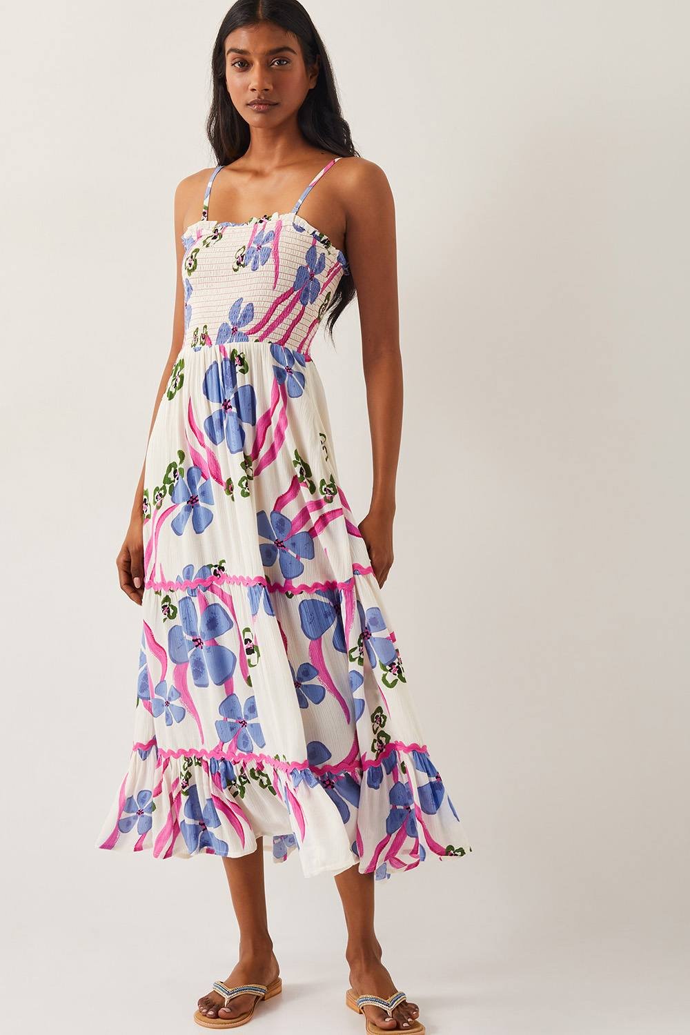 Monsoon Monsoon Women's Fiona Floral Bandeau Midi Dress Ivory - 2