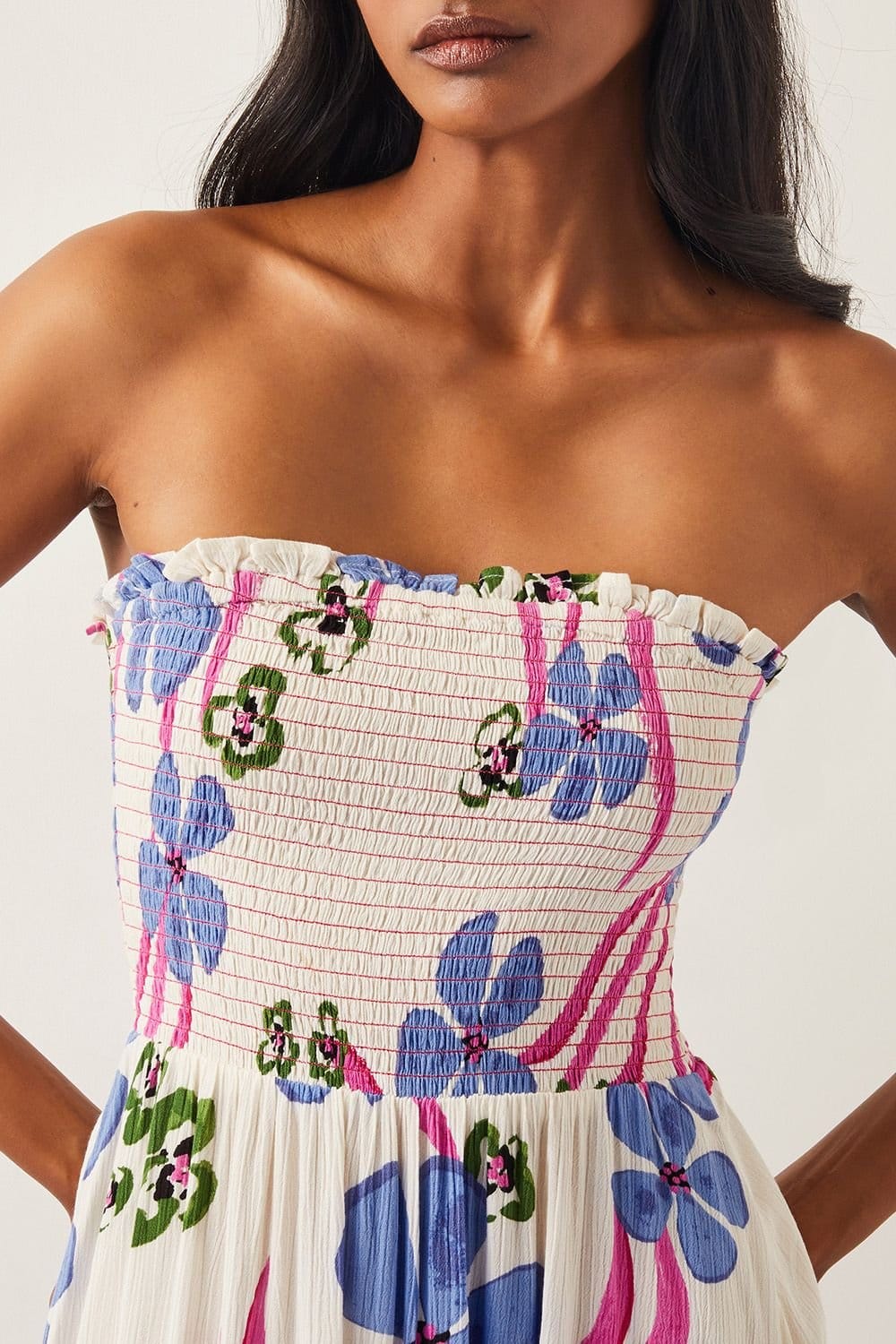 Monsoon Monsoon Women's Fiona Floral Bandeau Midi Dress Ivory - 4