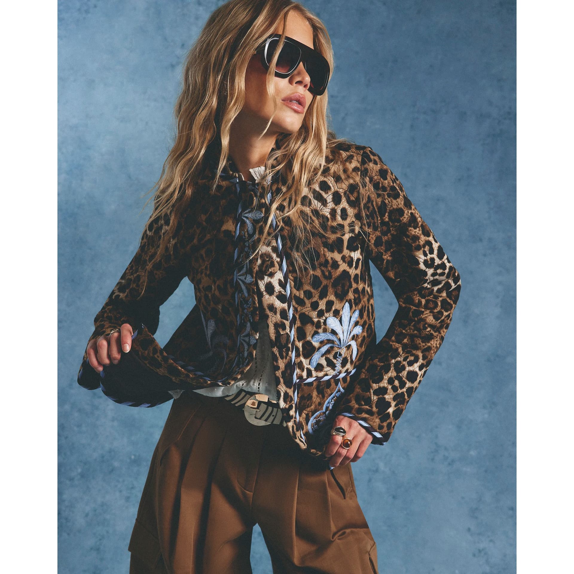 River Island River Island Womens Brown Floral Leopard Print Quilted Jacket