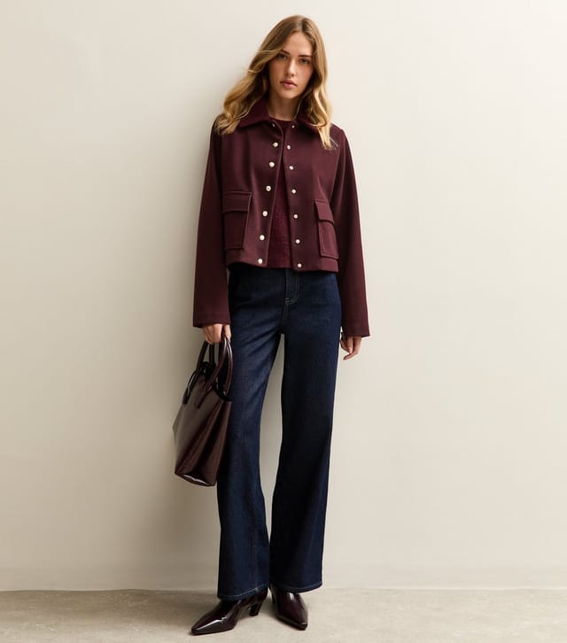 New Look Women's Dark Burgundy Multi Button Shacket Jacket New Look - 2