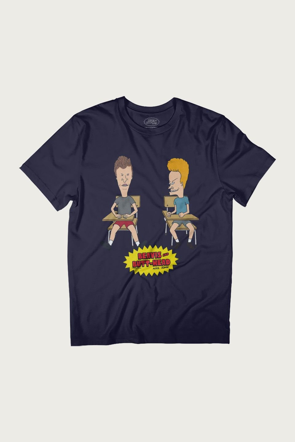 Beavis and Butthead Beavis and Butthead Men's At School Desks T-Shirt in Navy - 2