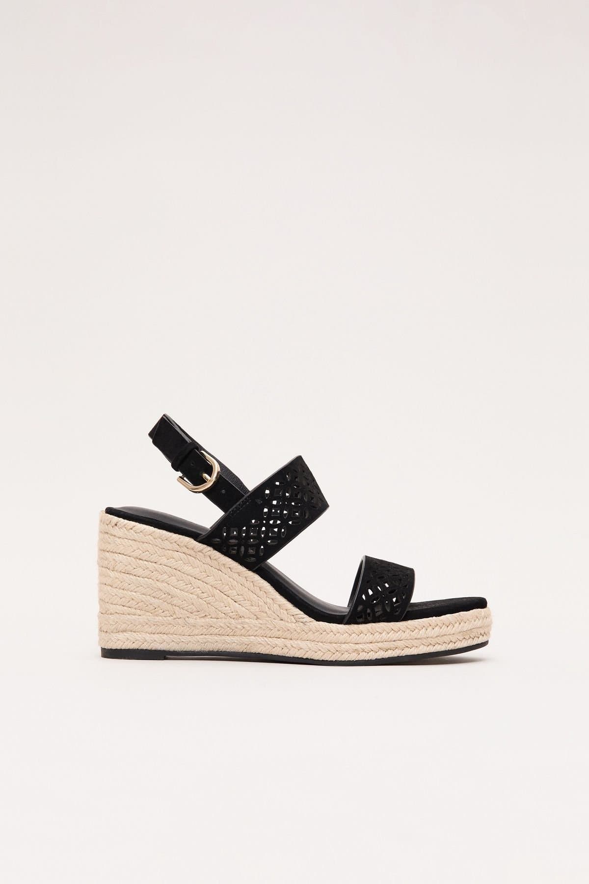 Phase Eight Phase Eight Women's Suede Ankle Strap Espadrille Wedges in Black