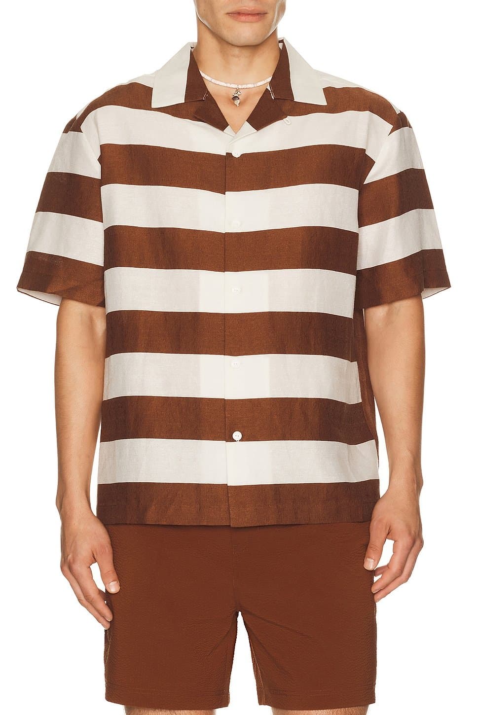 revolve Revolve Brown & White Striped Shirt
