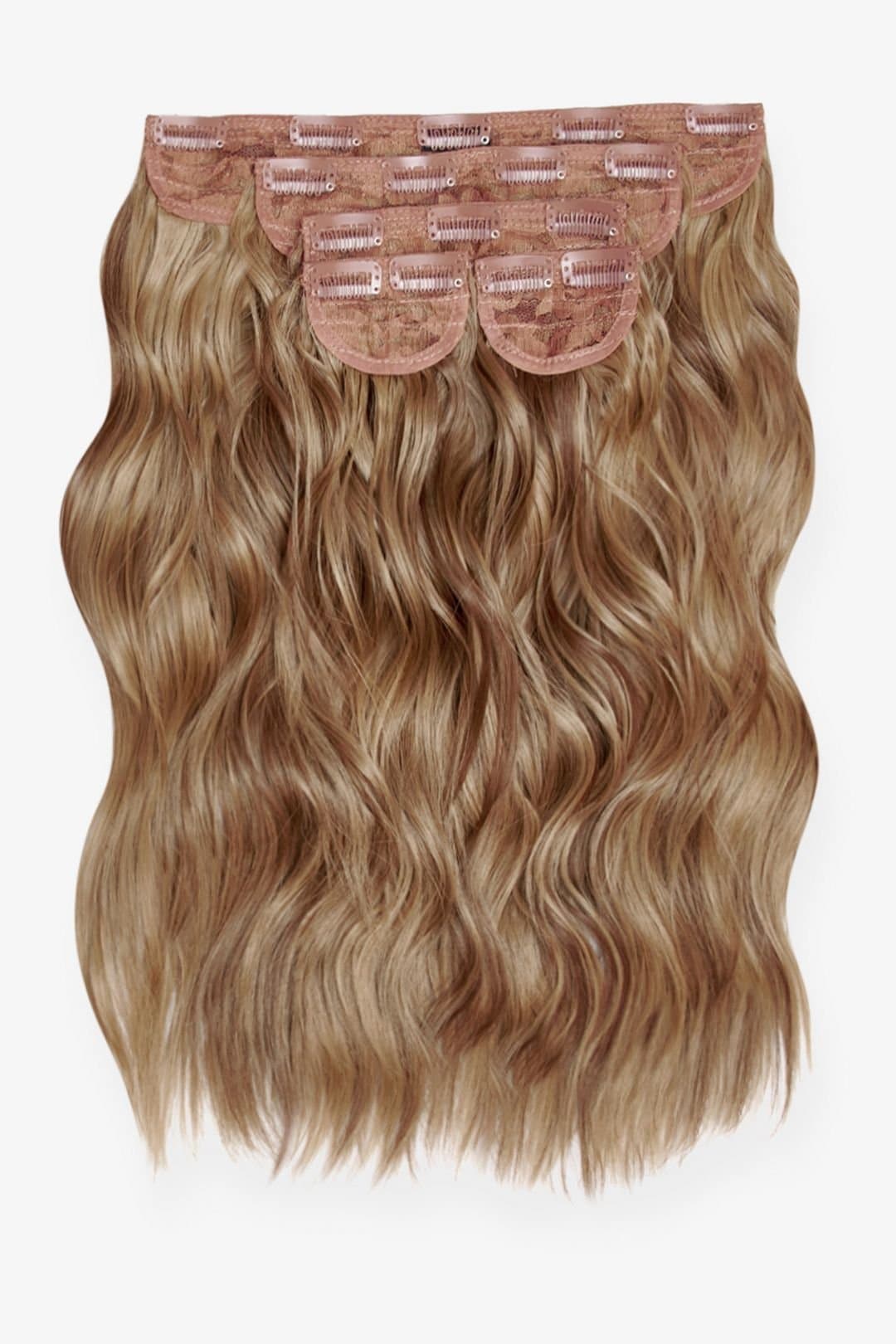 Lullabellz Lullabellz Women's Super Thick 16" 5 Piece Brushed Out Wave Clip In Hair Extensions in Mellow Brown