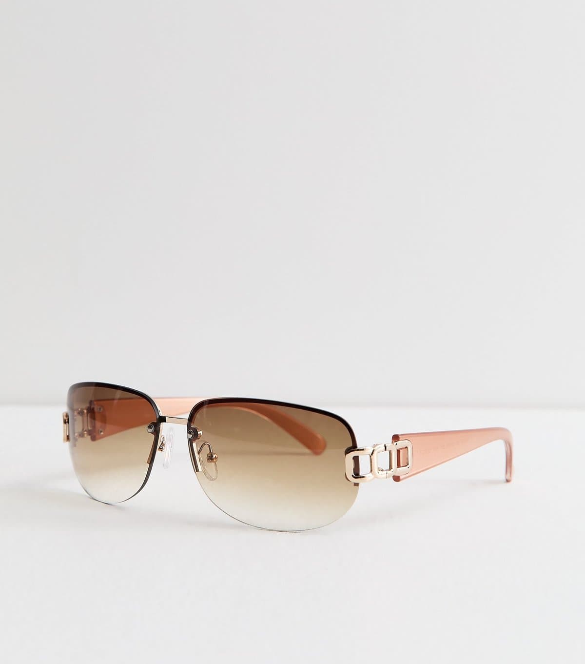 New Look Gold-Tone Metal Wrap Sunglasses New Look