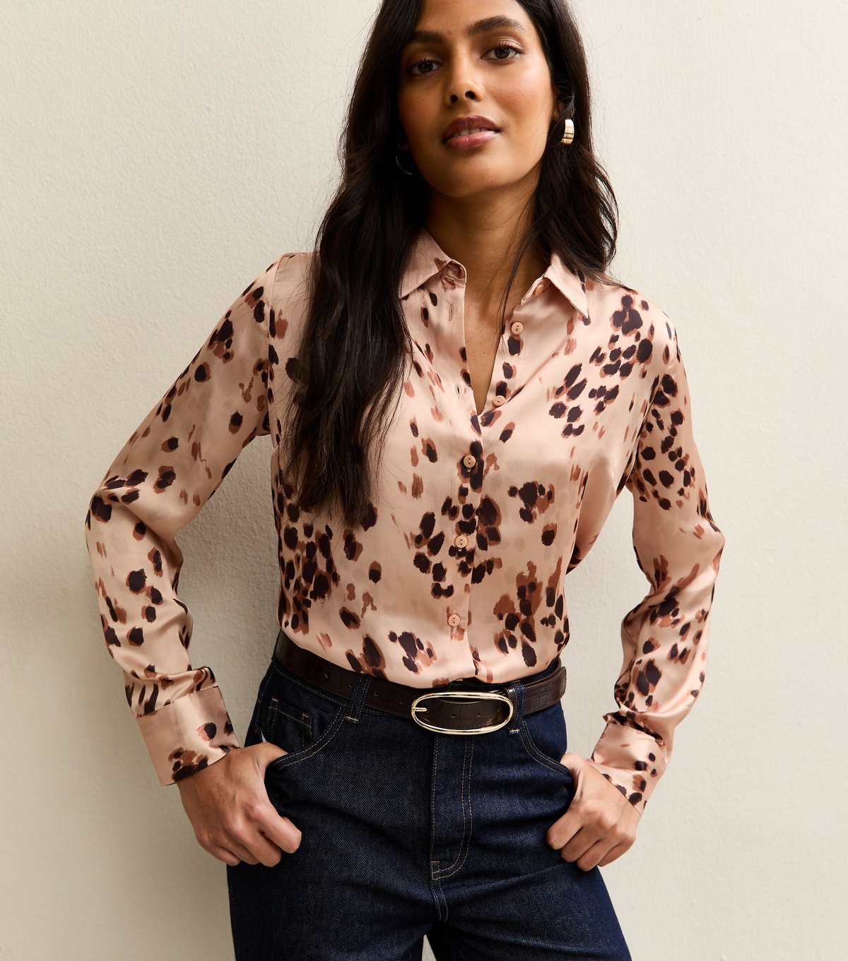 New Look Dark Brown Faux Leather Croc Embossed Oval Buckle Belt New Look - 2