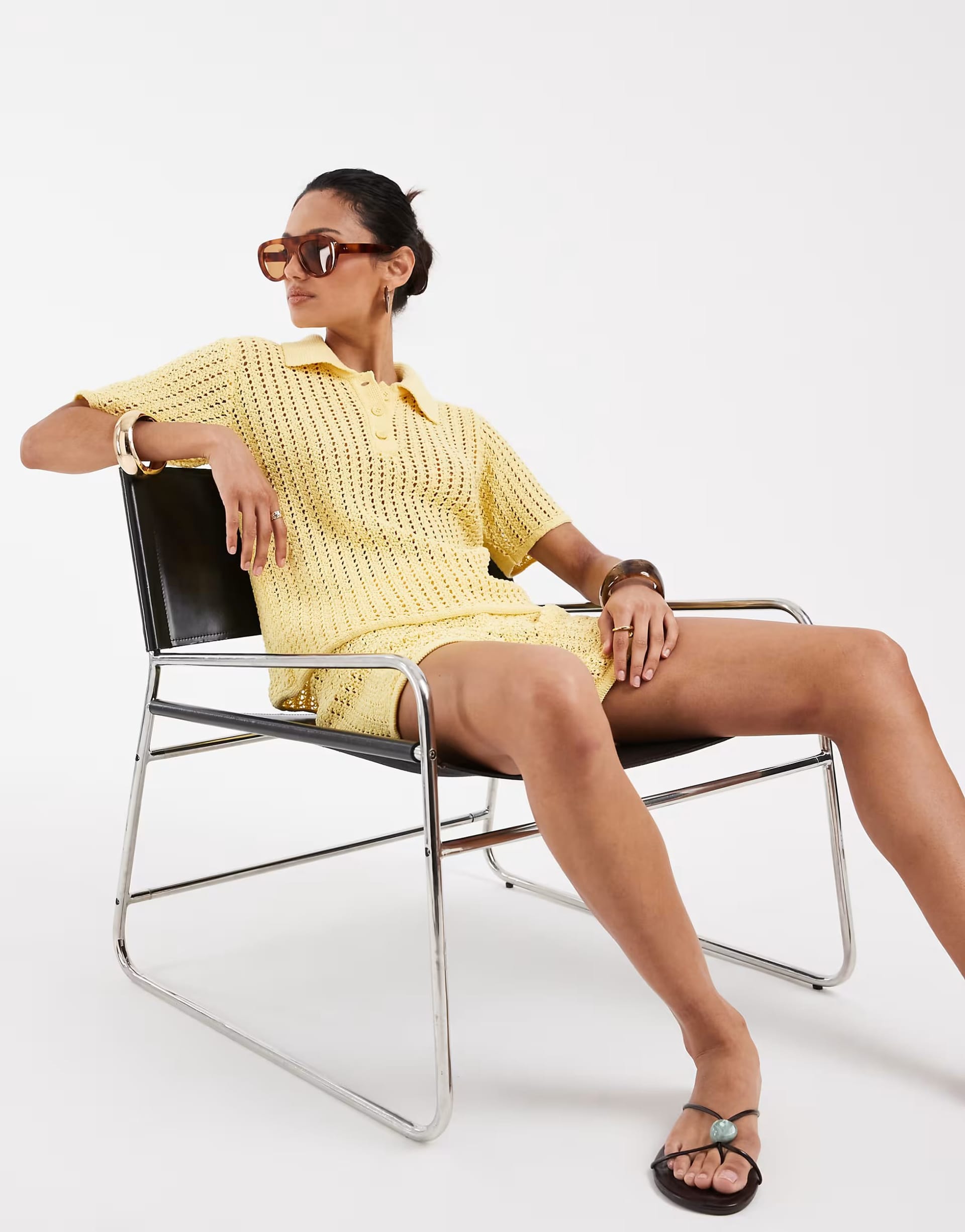 ASOS Lemon Crochet Short-Sleeve Top & Skirt Set