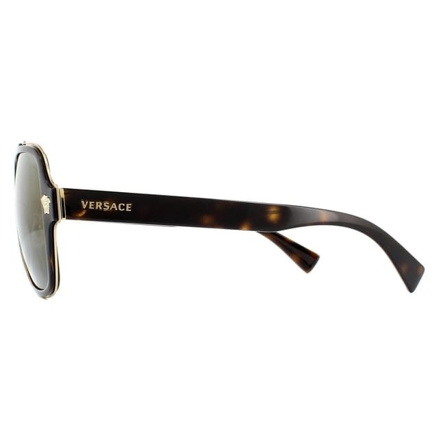 Versace Versace Men's Aviator Dark Havana Dark Grey Mirror Gold Sunglasses in Brown - 3