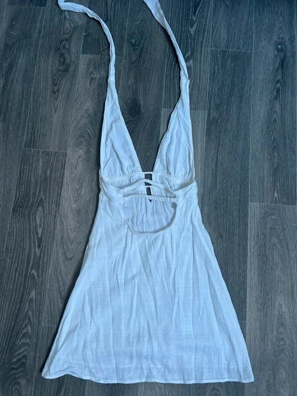 Bershka White linen dress
