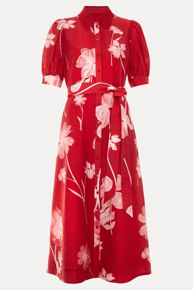 Phase Eight Phase Eight Women's Petite Delphine Belted Midi Shirt Dress in Red - 2