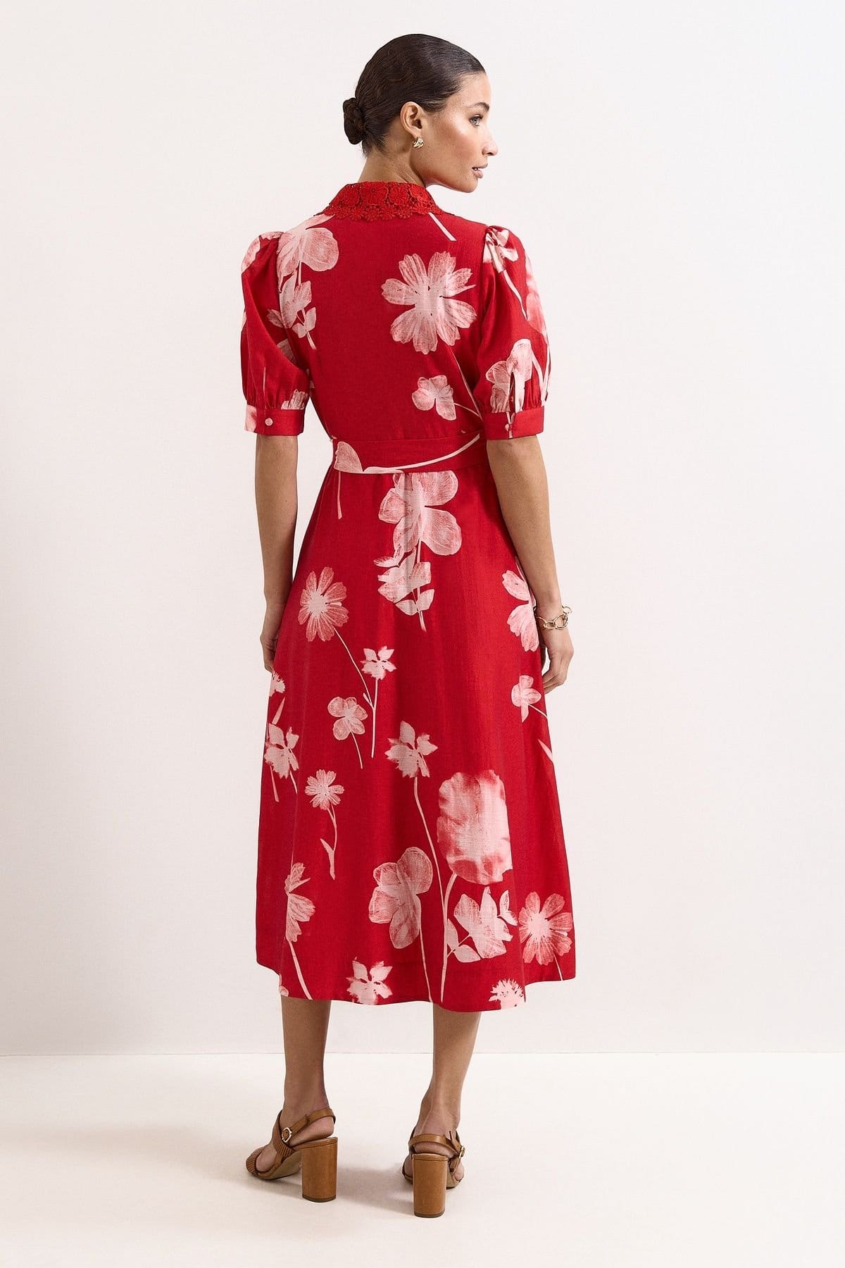 Phase Eight Phase Eight Women's Petite Delphine Belted Midi Shirt Dress in Red - 4