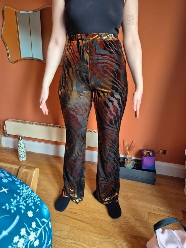 ASOS Velvet and mesh tiger print flared trousers