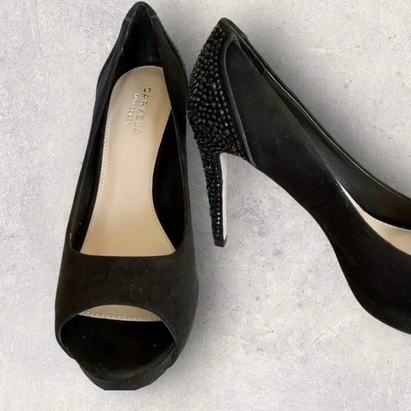 Carvela Carvela Women's Juliette Suedette Black Occasion Open Toe Court Shoes EU 40 UK 7