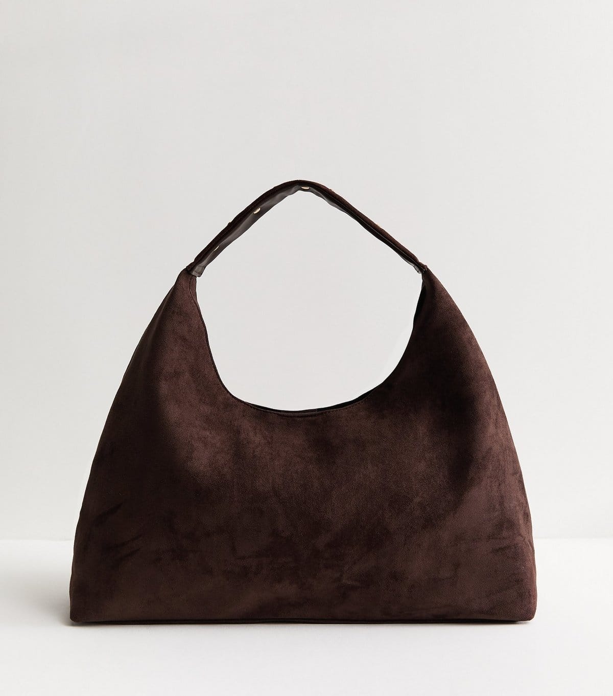 New Look Dark Brown Faux Suede Studded Hobo Bag New Look - 4