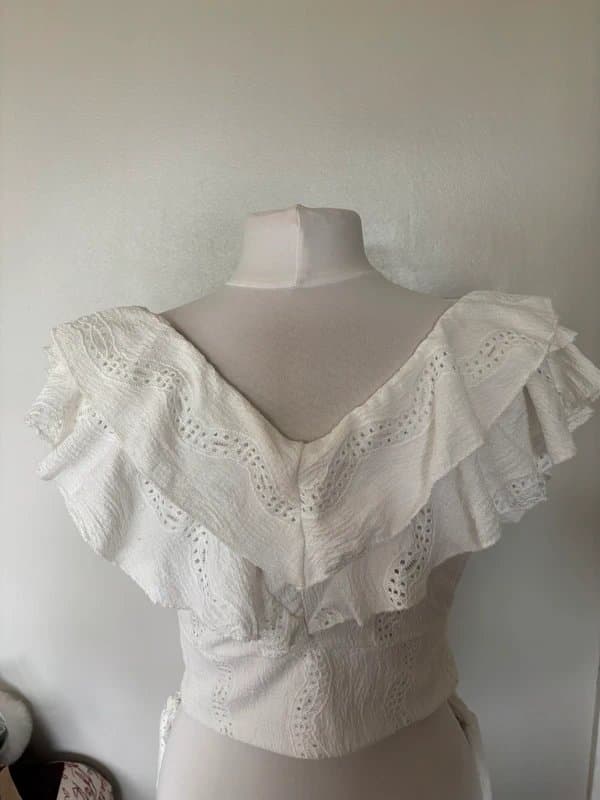 Zara Zara ivory broderie anglaise lace ruffle western country festival co-ord shorts top set - size L 12