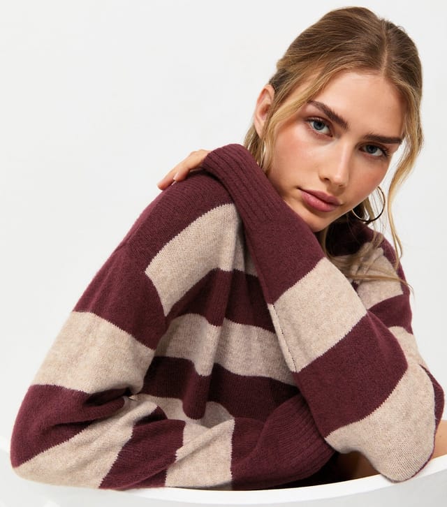 New Look Women's Red Knitted Wide Stripe Jumper New Look - 2