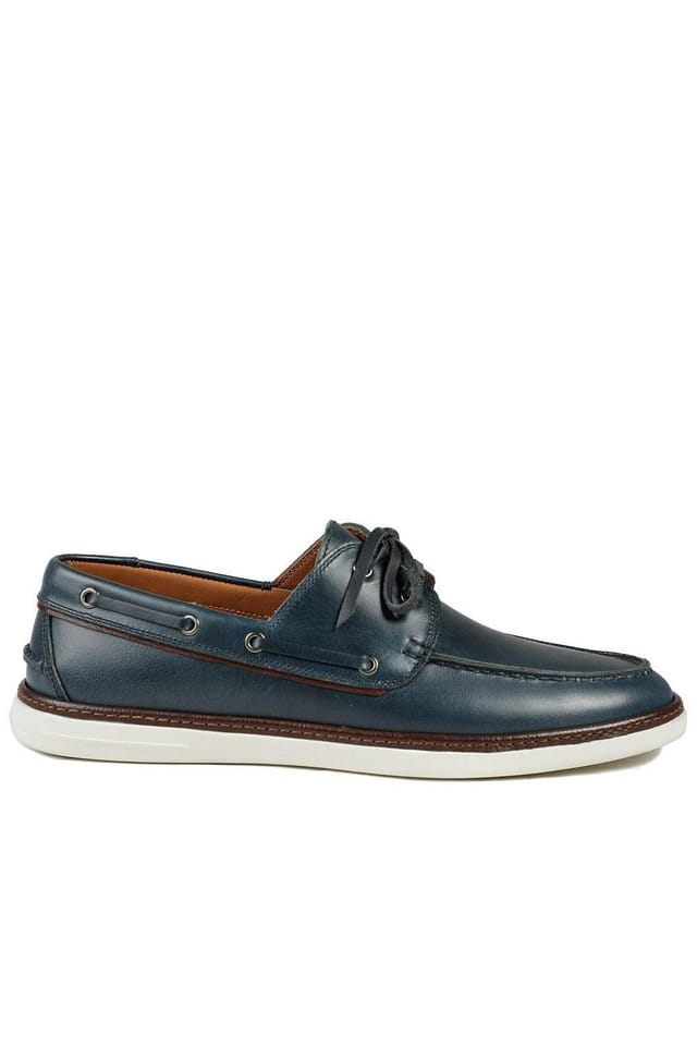 Jones Bootmaker Jones Bootmaker Men's Patton Leather Moccasins in Navy - 2