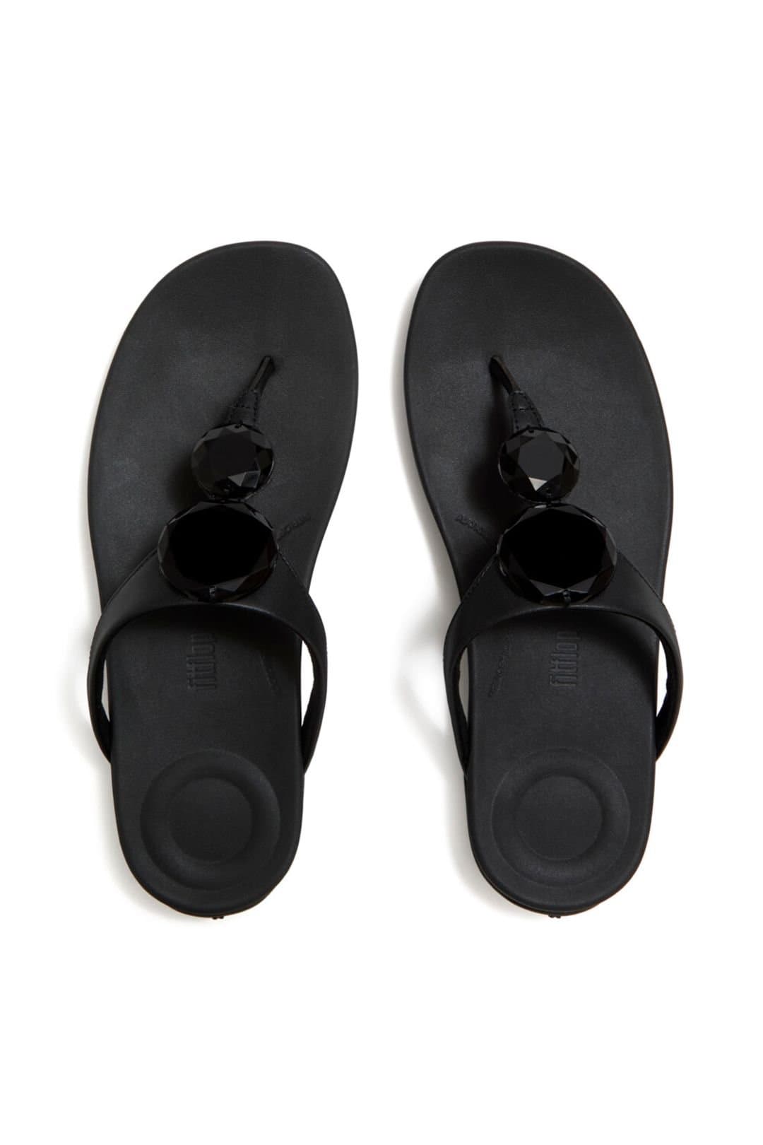 FitFlop FitFlop Women's Solay Glossy-Disc Toe-Post Sandals Black