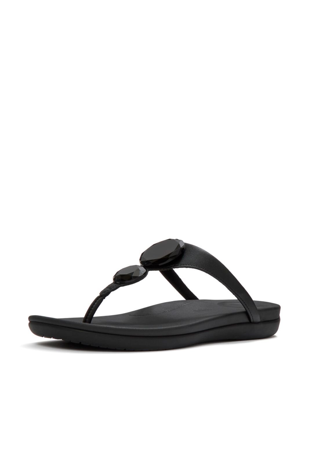 FitFlop FitFlop Women's Solay Glossy-Disc Toe-Post Sandals Black - 4