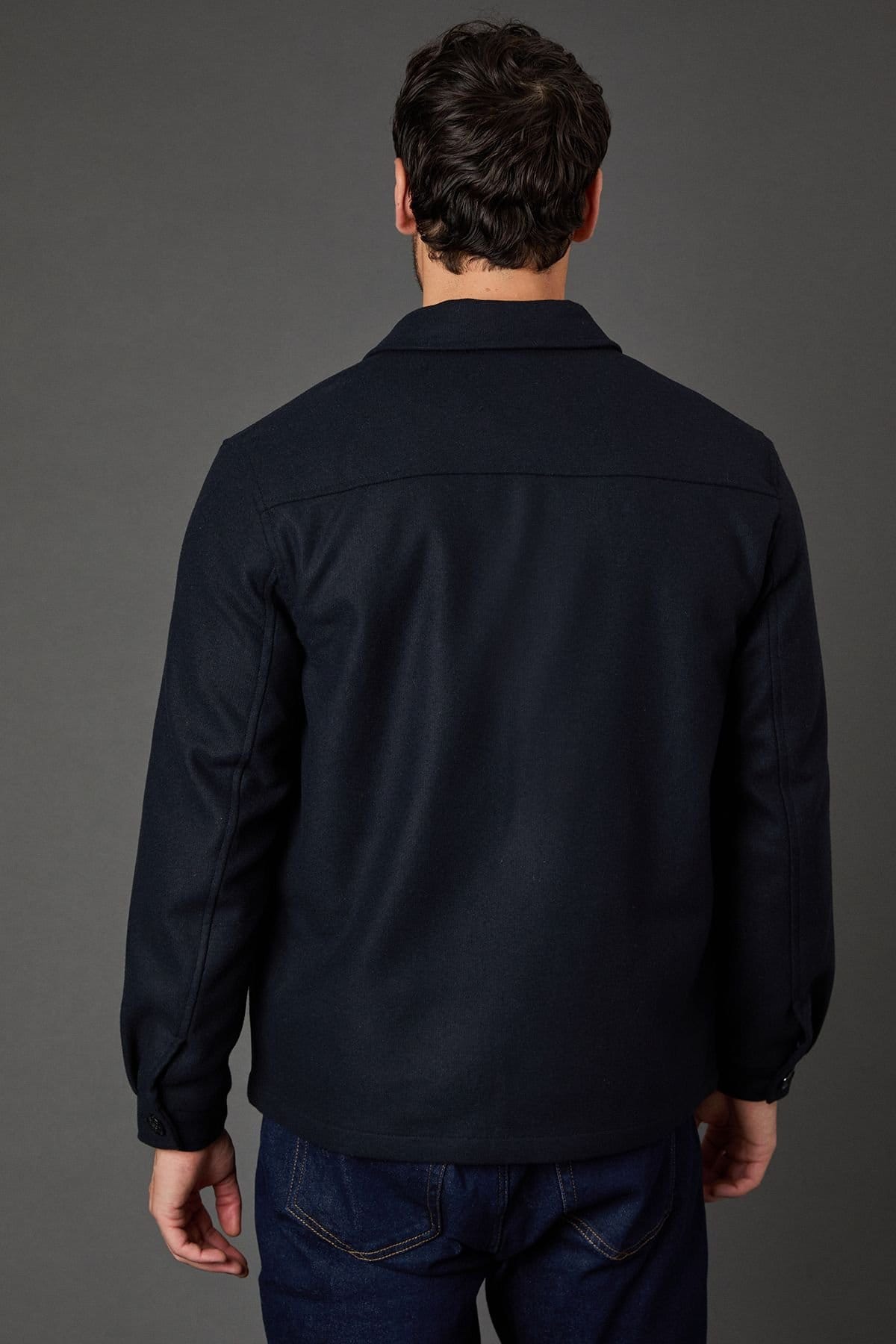 Burton Burton Men's Navy Wool Look Harrington Jacket - 4