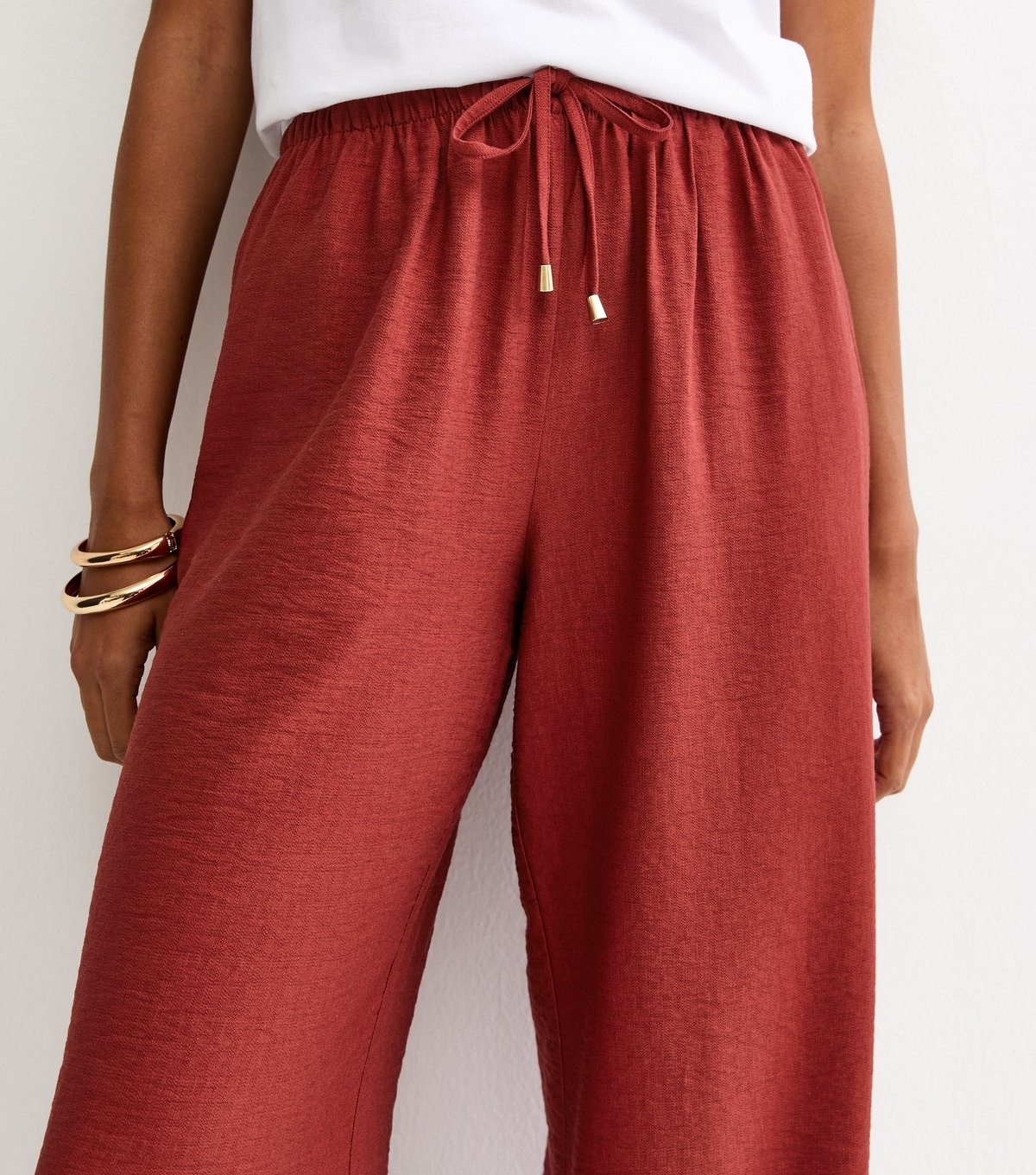 New Look Women's Rust Drawstring Wide Leg Trousers New Look - 3