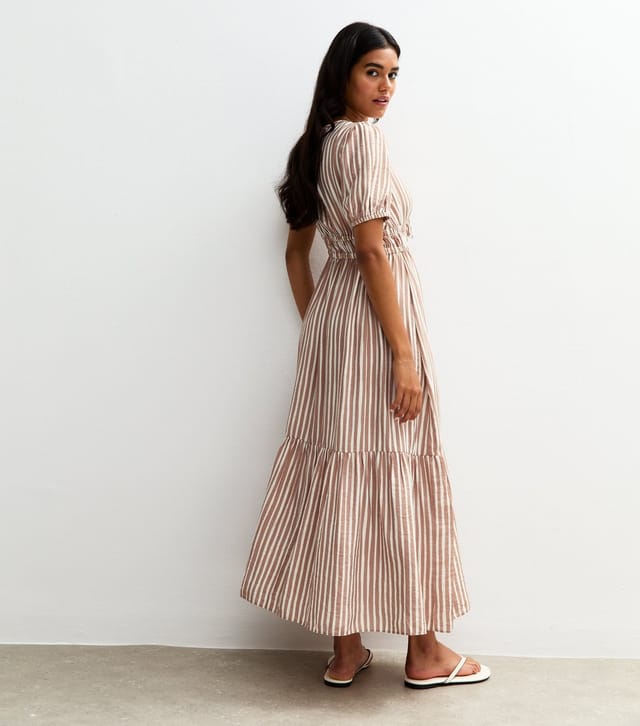 New Look Women's Brown Striped Poplin Midi Dress New Look - 3