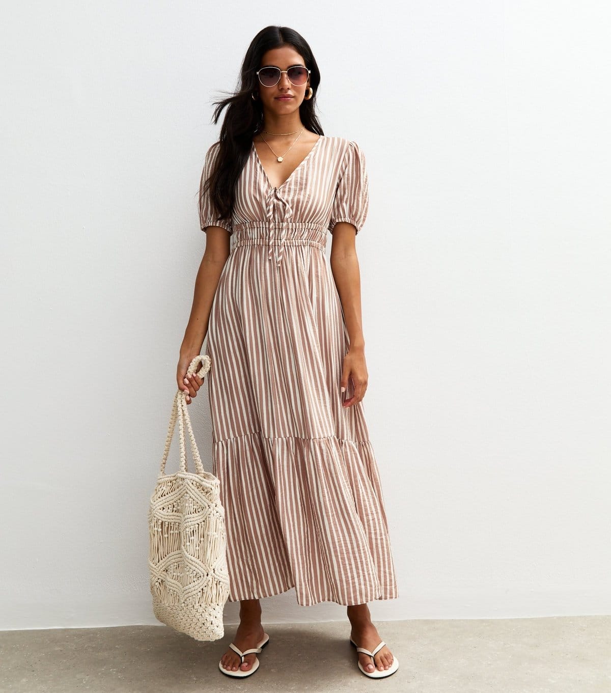 New Look Women's Brown Striped Poplin Midi Dress New Look - 4