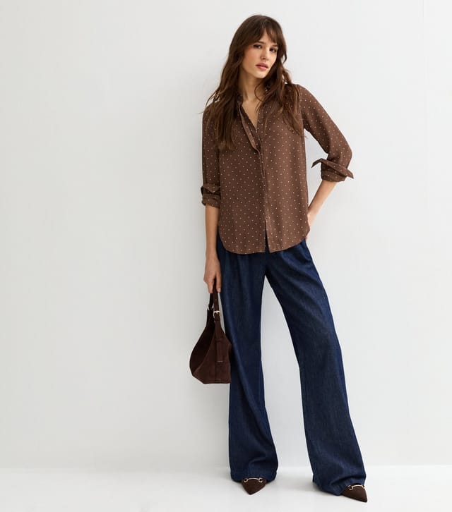 New Look Women's Tall Brown Spotty Button Up Shirt New Look - 3